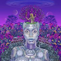 Album cover illustration of Badu with fantasy trees and moons background