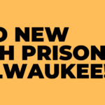 Illustration of raised fist with text "No new youth prison in Milwaukee!"